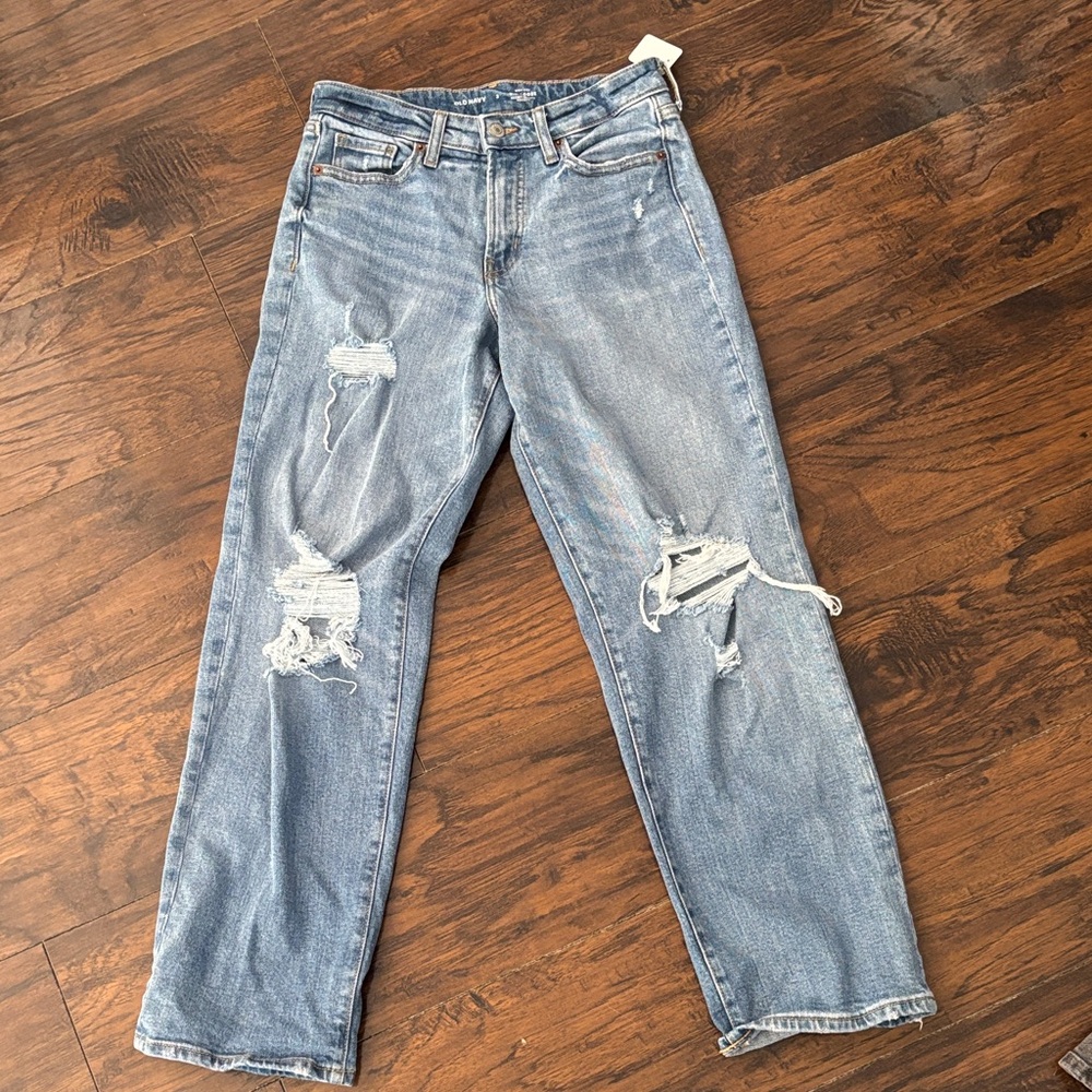 Old Navy High Rise Distressed Blue Jeans